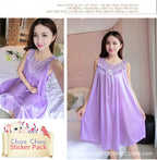Ice Silk Sleep Dress – Plus Size Women's Tank Nightgown for Summer Housewear