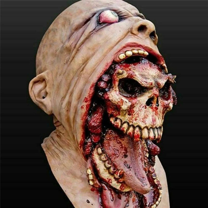Bloody Skull Latex Mask – Double-Layer Horror Prop for Halloween Cosplay