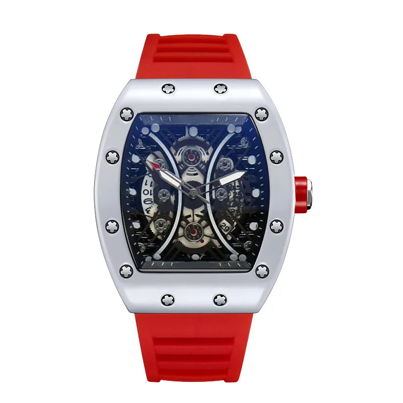 Luminous Tonneau Men's Watch – Luxury Sport Calendar Wristwatch for Daily Wear