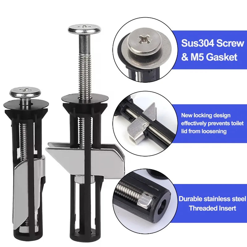 Stainless Steel Toilet Seat Bolt – Retractable Fixing Hardware for Toilet Lids