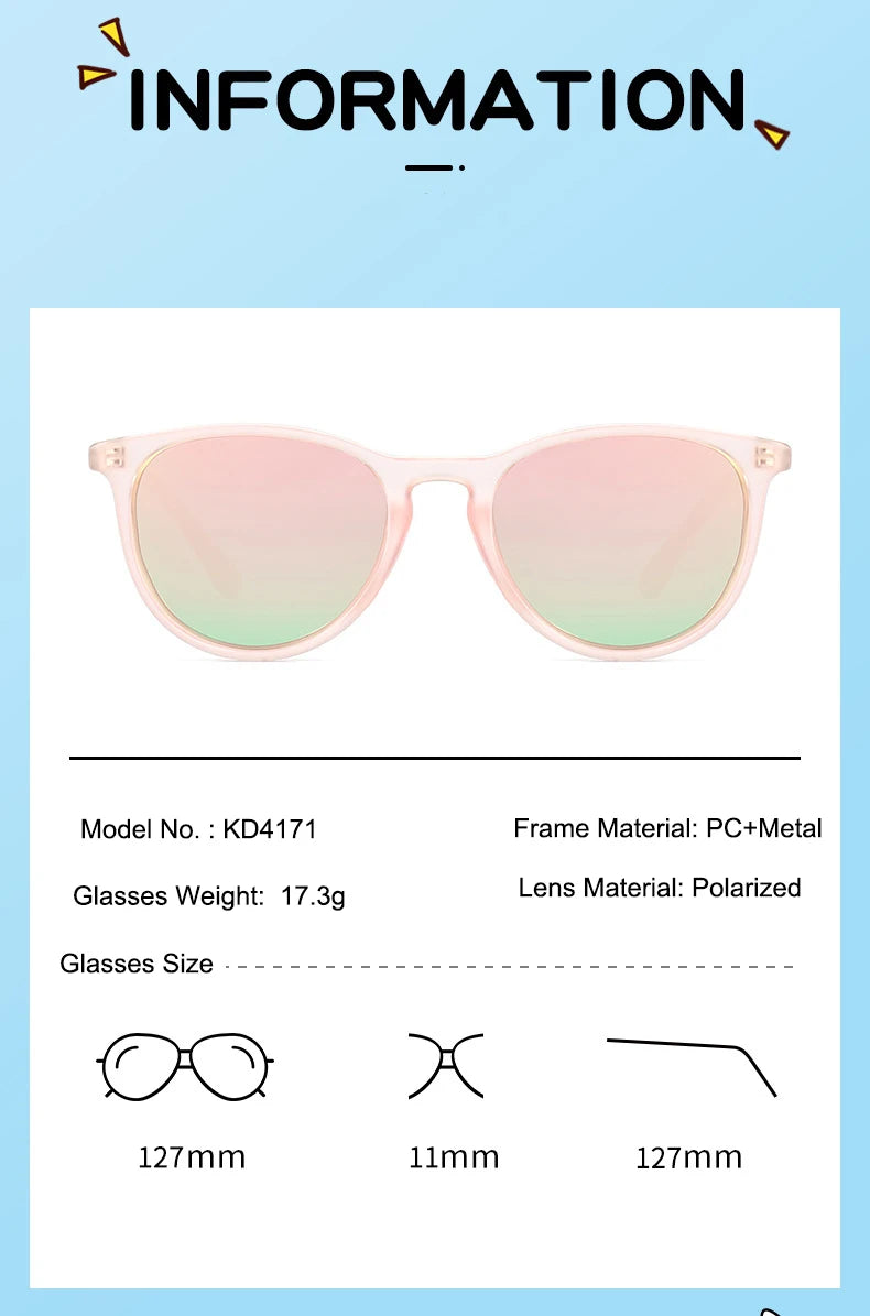 Vintage Round Kids Sunglasses – Polarized Metal UV400 Eyewear for Outdoor Play