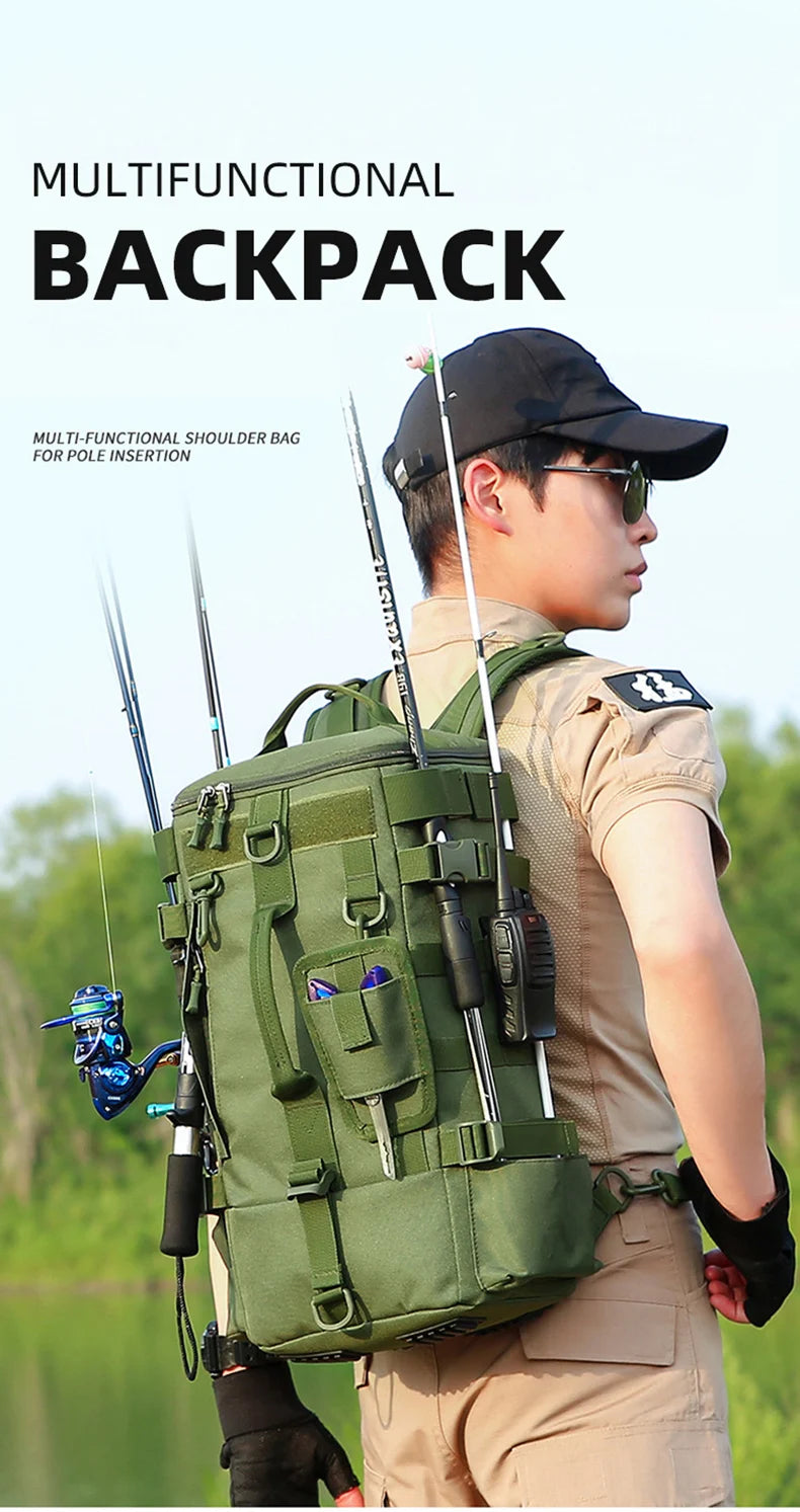 Tactical Fishing Tackle Backpack – Large Storage for Outdoor Hiking Travel