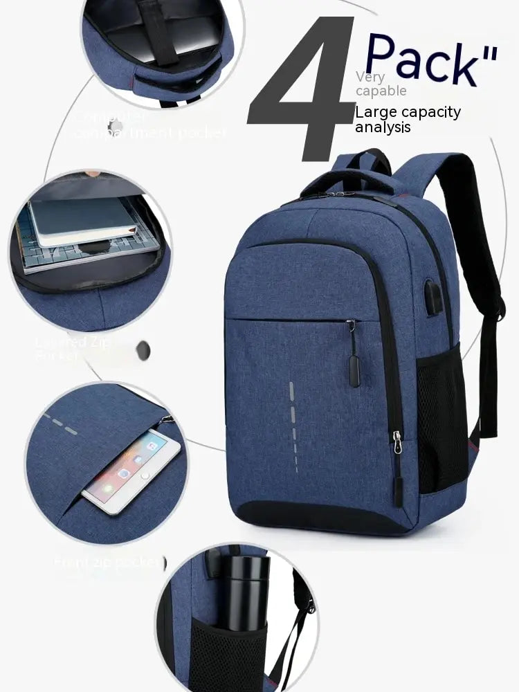 Large Capacity Laptop Backpack – Unisex Minimalist Travel Bag for Students