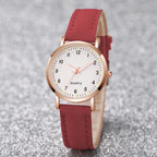Arabic Dial Quartz Wristwatch – Leather Strap Casual Gift for Women