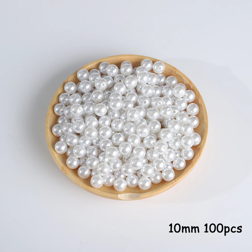 Beige ABS Imitation Pearl Beads – 3-20mm Round Spacer for Jewelry DIY Crafting