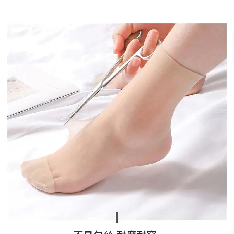 Ultrathin Crystal Nylon Ankle Socks – Sheer Summer Hosiery for Women