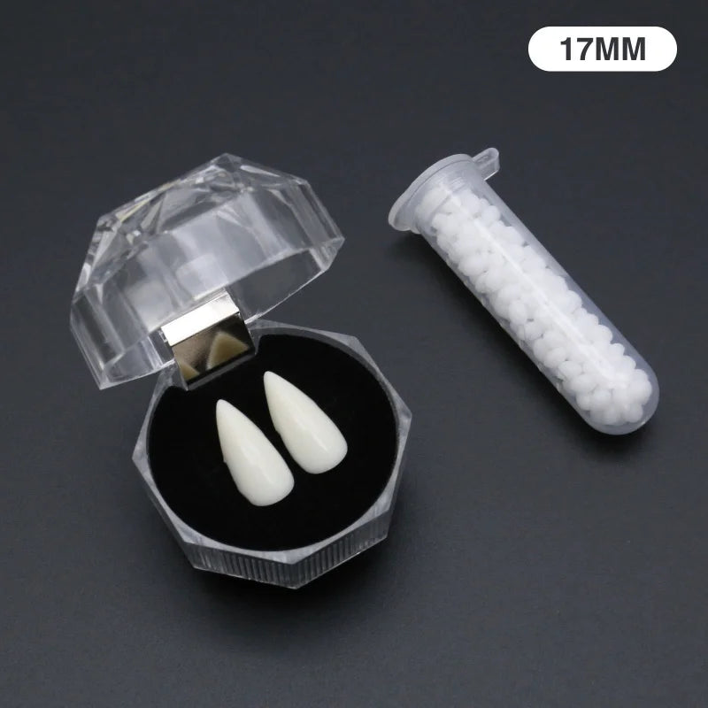 Vampire Fangs with Adhesive – Realistic Dentures for Halloween Cosplay