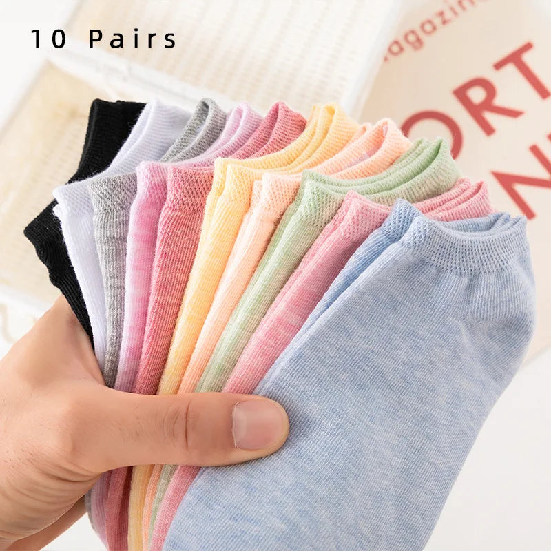 Breathable Cotton Ankle Socks – Mesh Sports Footwear for Summer Casual Wear