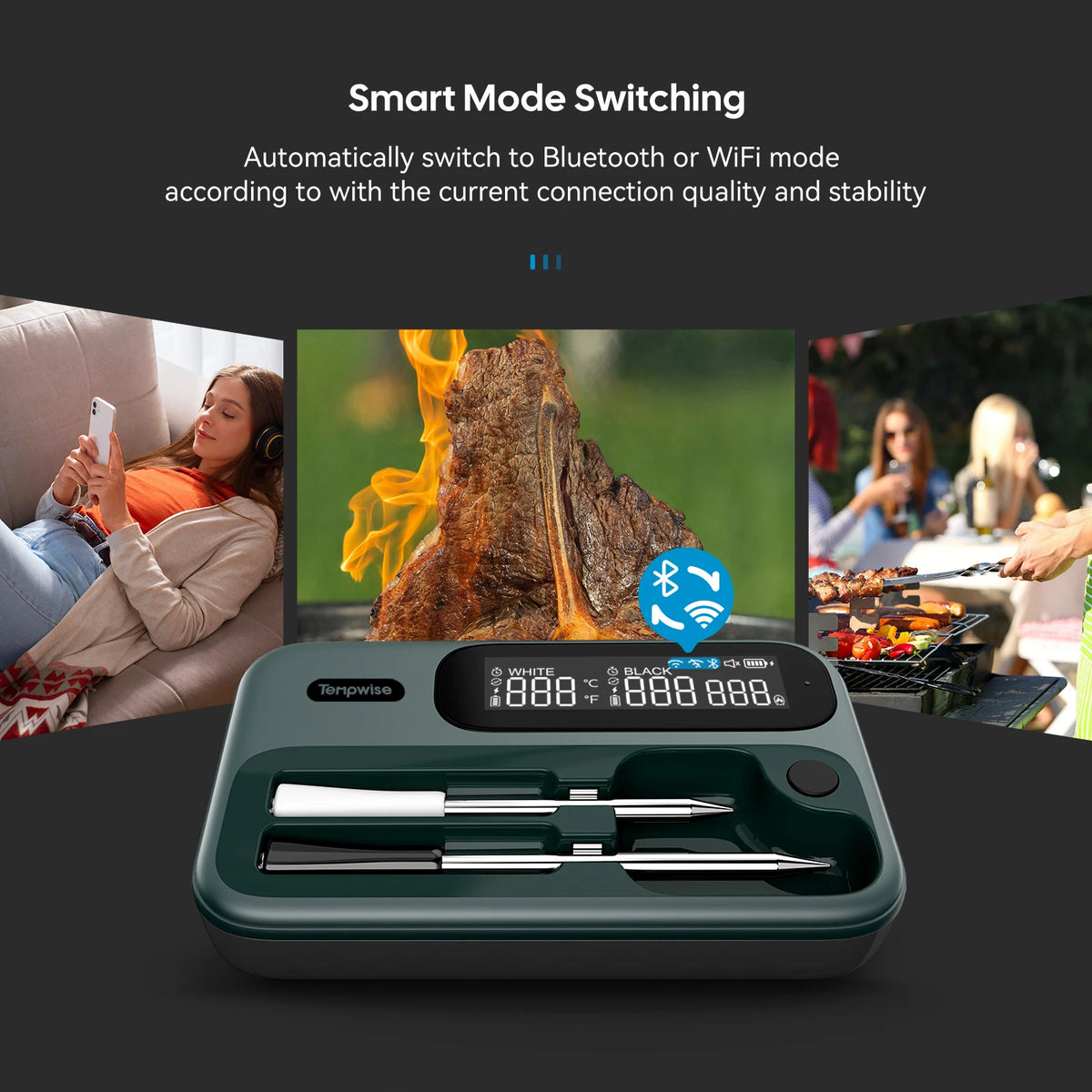 Wireless Meat Thermometer – WiFi and Bluetooth BBQ Probe for Cooking