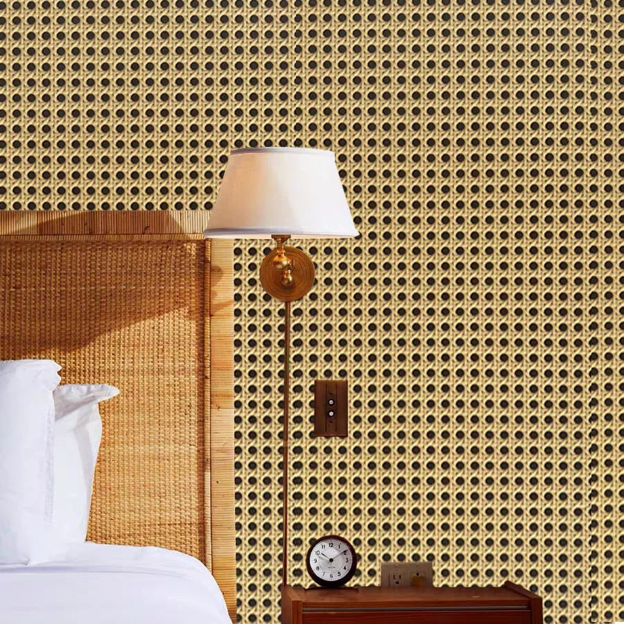 Honeycomb Grid Wallpaper – Luxury Chinese Retro Style for Home Decor