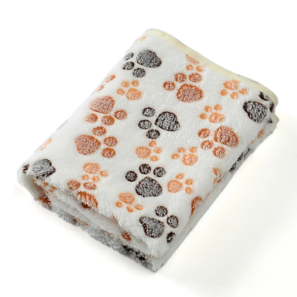 Thickened Fleece Pet Blanket – Warm Footprint Mat for Small to Large Dogs Cats