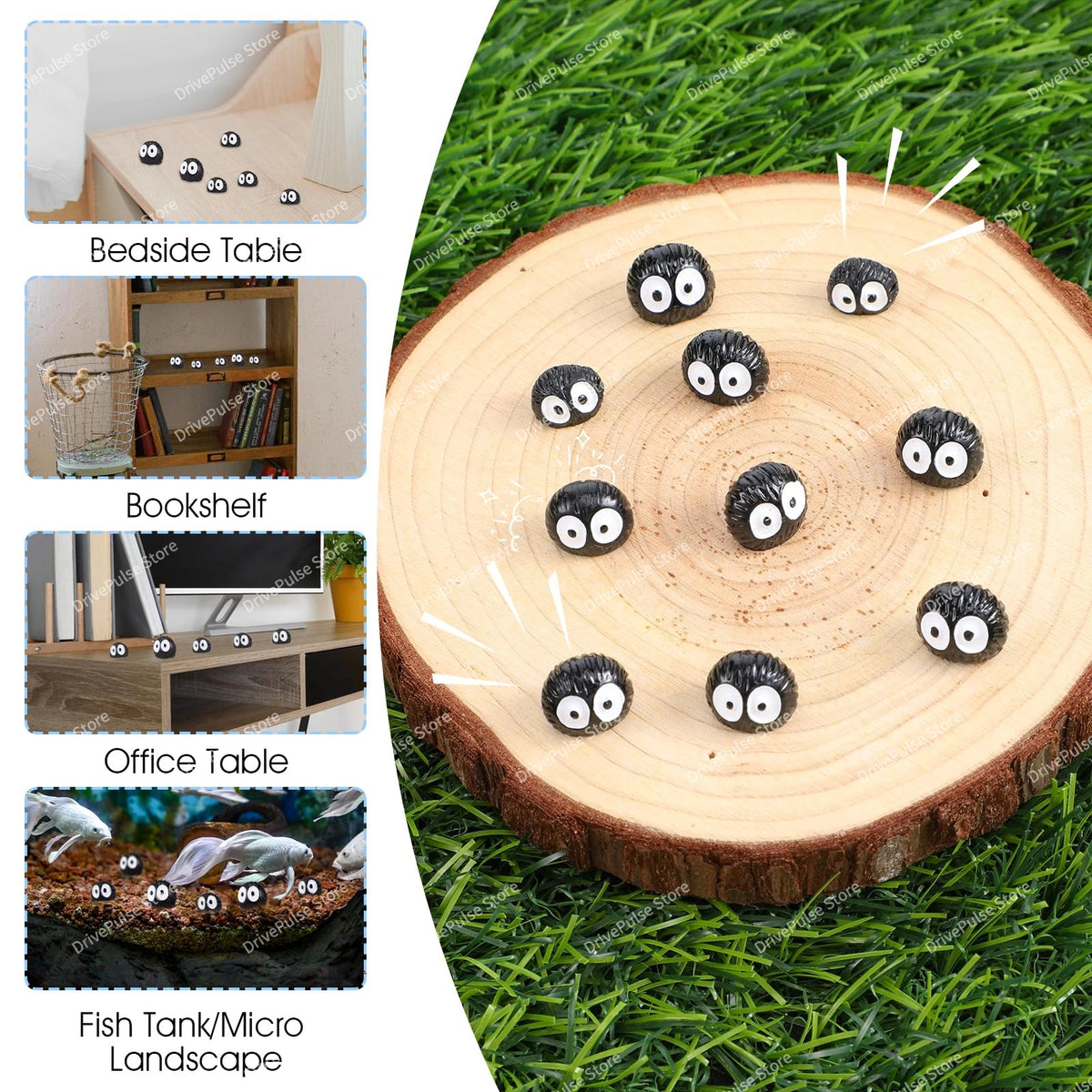 Soot Sprite Car Charms – Kawaii Anime Dashboard Mirror Decor for Fans