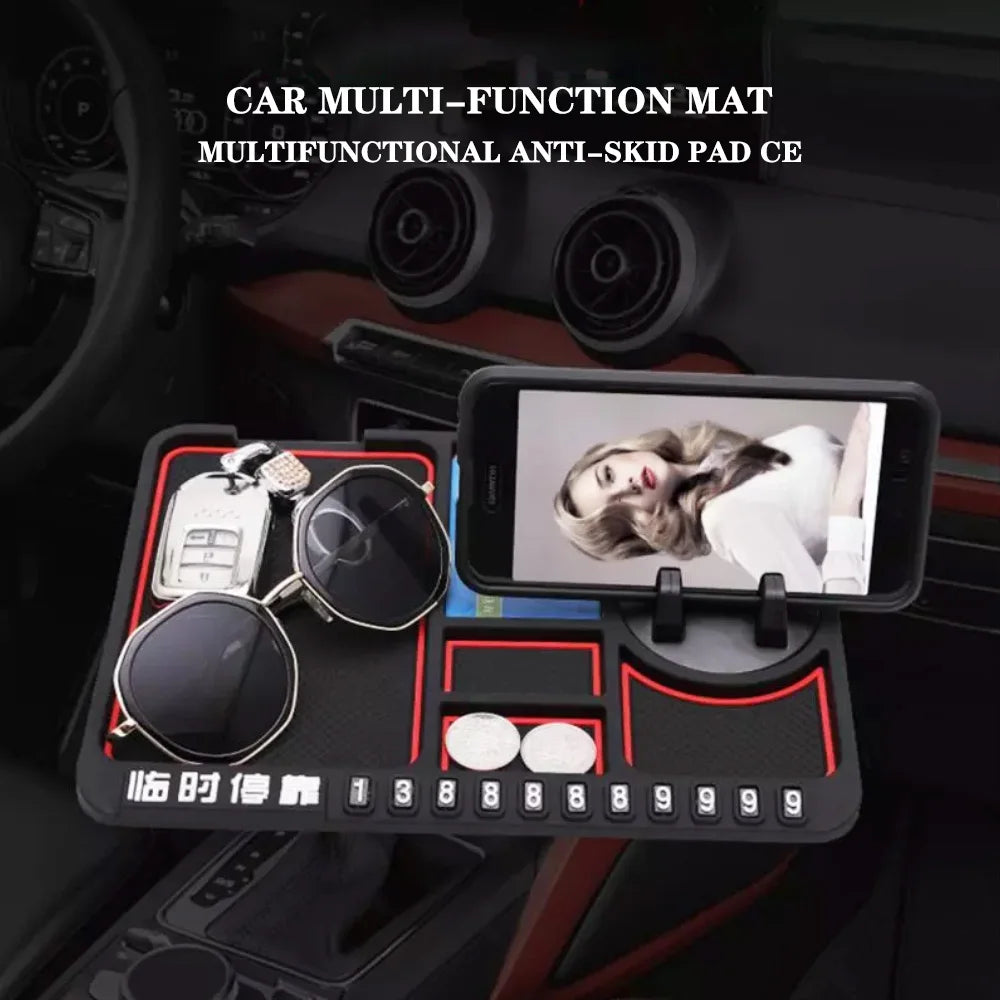 Silicone Dashboard Phone Pad – 4-in-1 Parking Number Card for Car Navigation