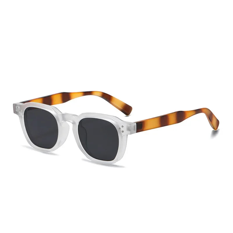 Vintage Rivet Oval Sunglasses – Leopard Anti Blue Light Frames for Men and Women