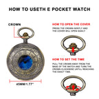 Antique Blue Dial Pocket Watch – Vintage Pendant Necklace for Holiday Gift