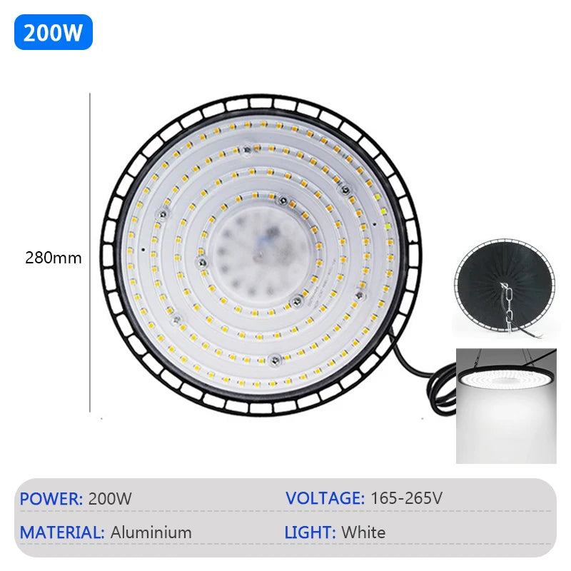 UFO LED High Bay Light – 200W Waterproof Industrial Lighting for Warehouse