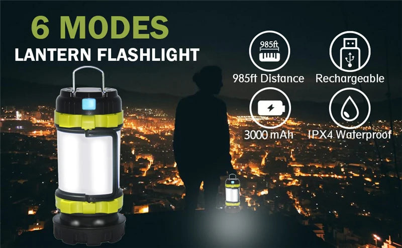 Rechargeable LED Camping Lantern – Waterproof Power Bank for Outdoor Hiking