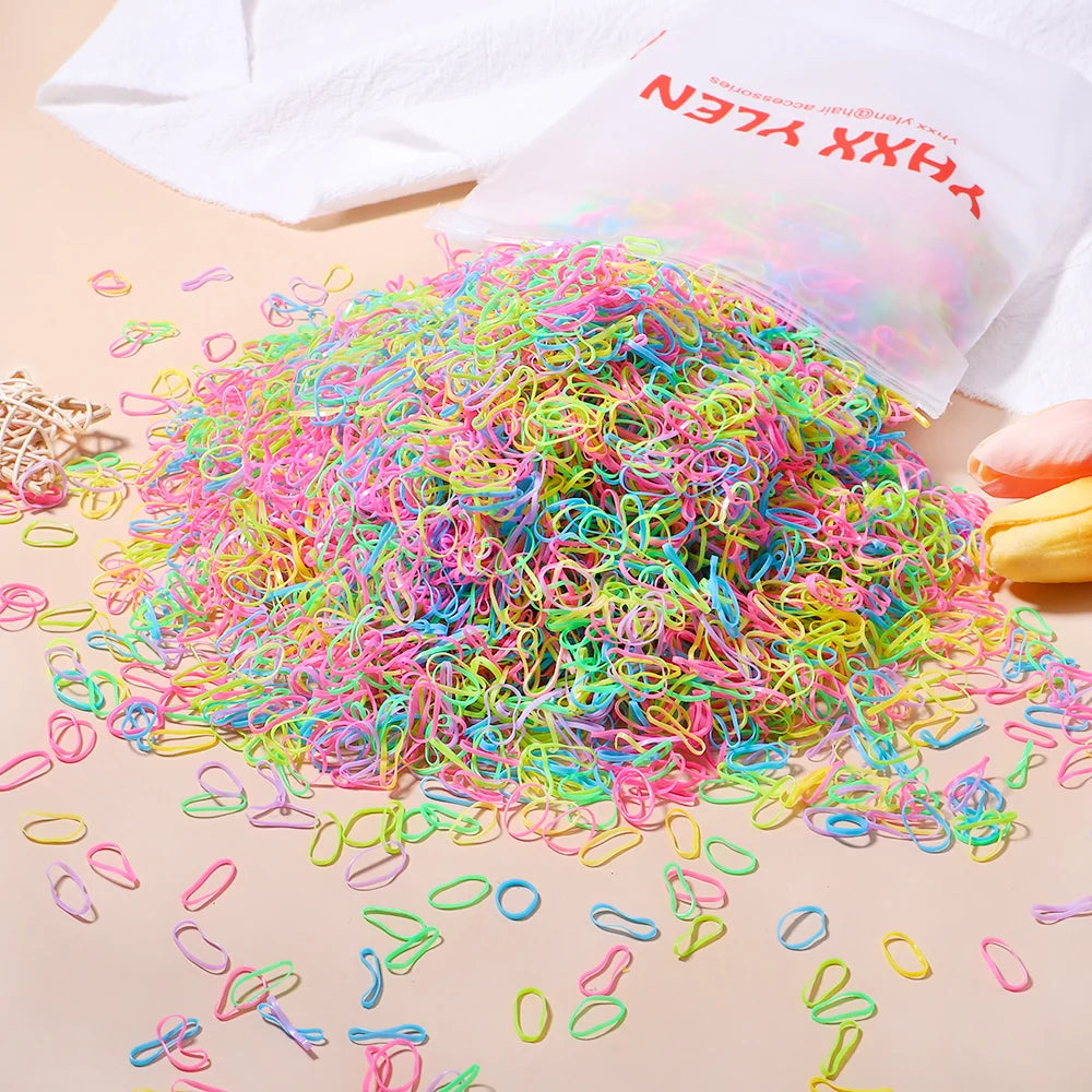 Colorful Disposable Hair Bands – Elastic Rubber Ties for Kids Hairstyles