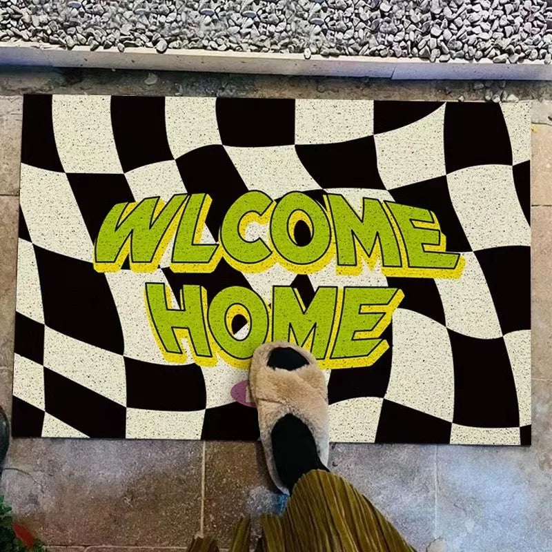 PVC Chessboard Grid Doormat – Anti-Slip Entrance Rug for Home Decor