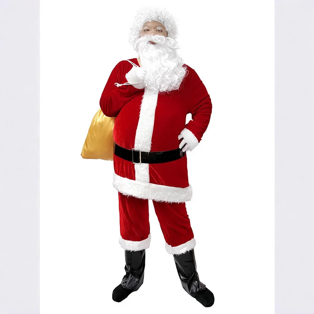 Santa Claus Costume Set – Plush Festival Outfit for Christmas Parties M-4XL