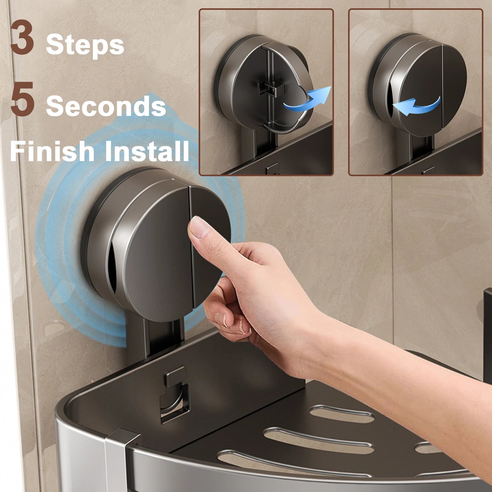 Bathroom Corner Shelf – Wall Mounted Shower Rack for Shampoo Storage