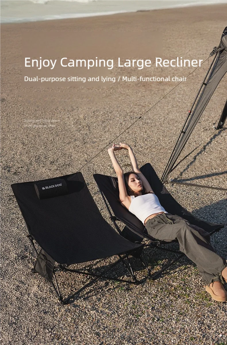 Foldable Camping Chair – Ergonomic Recliner with Pillow for Outdoor Leisure