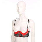 Wetlook Leather Push Up Bralette – Underwire Lace Lingerie for Sexy Cosplay