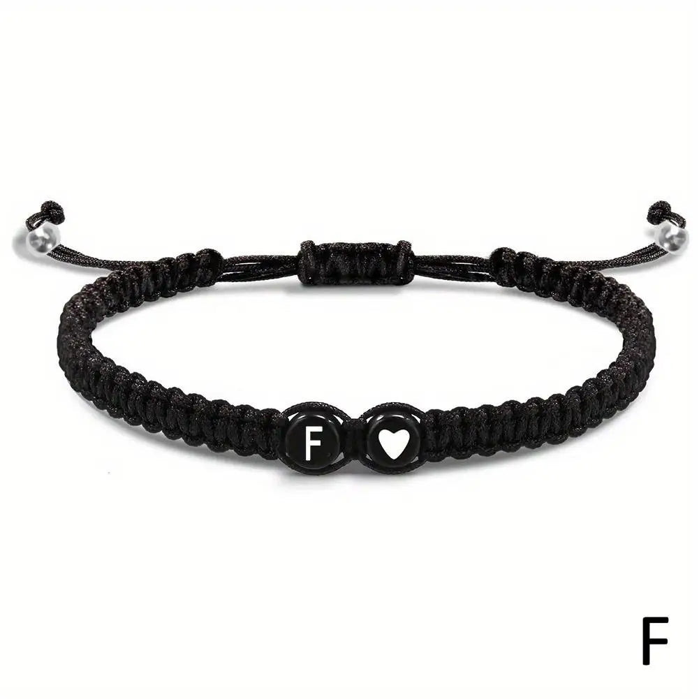 Initial Heart Braided Bracelet – Adjustable A-Z Friendship Jewelry for Gifts