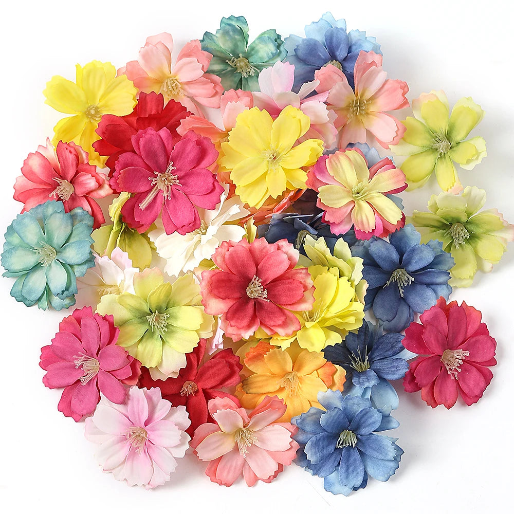 Artificial Cherry Blossom Heads – Silk Floral Decor for Weddings and DIY