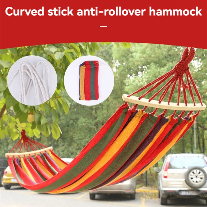 Canvas Camping Hammock – Heavy Duty Swing with Tree Ropes for Outdoor Garden