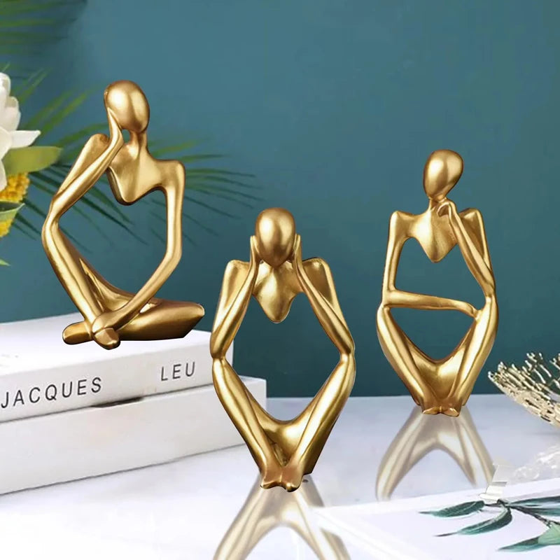 Abstract Figure Sculpture – Minimalist Resin Ornament for Modern Home Decor
