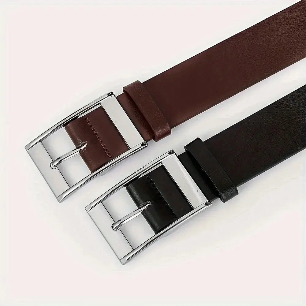 Mens PU Leather Belt – Designer Style Metal Pin Buckle for Casual Jeans