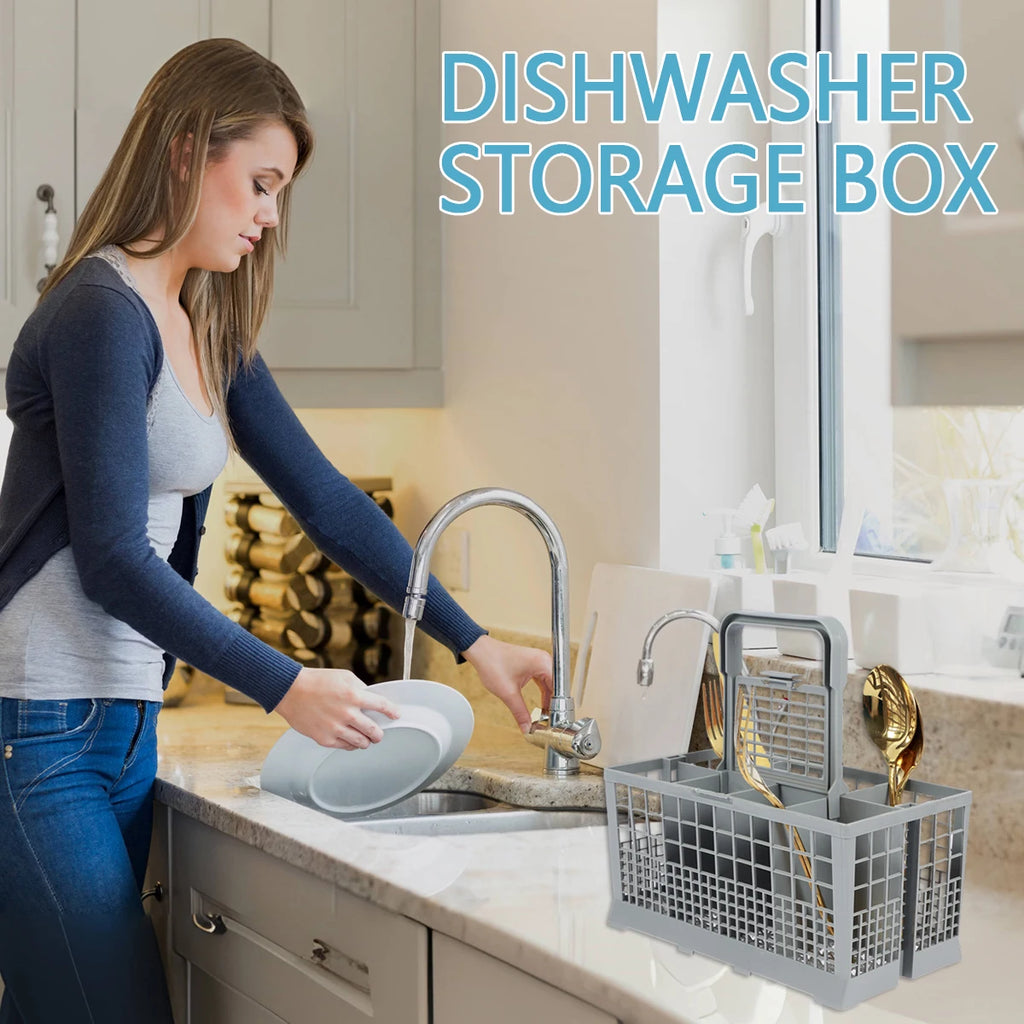 Universal Dishwasher Cutlery Basket – Foldable Flatware Holder for Kitchen
