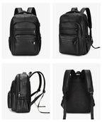 PU Leather USB Charging Laptop Backpack – Large Travel Bag for Men and Students