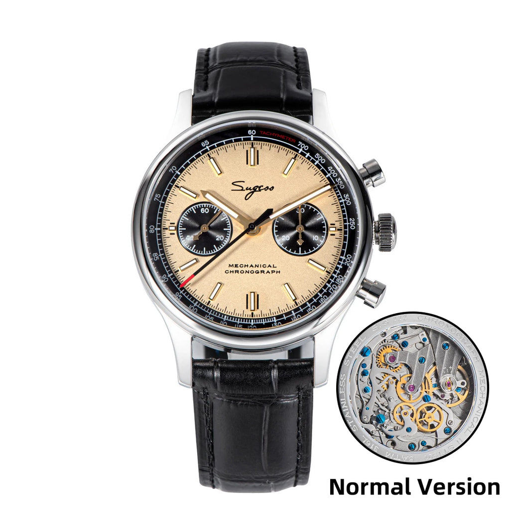 Sugess 1963 Mechanical Chronograph Watch – Sapphire Pilot Style for Men