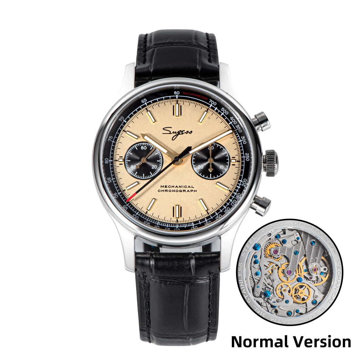 Sugess 1963 Mechanical Chronograph Watch – Sapphire Pilot Style for Men