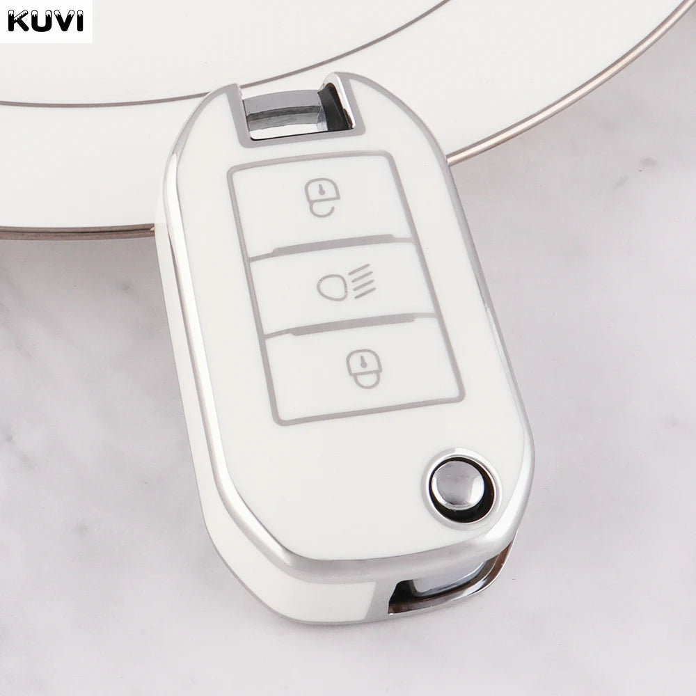 TPU Car Flip Key Case – Protective Shell for Peugeot and Citroen Accessories