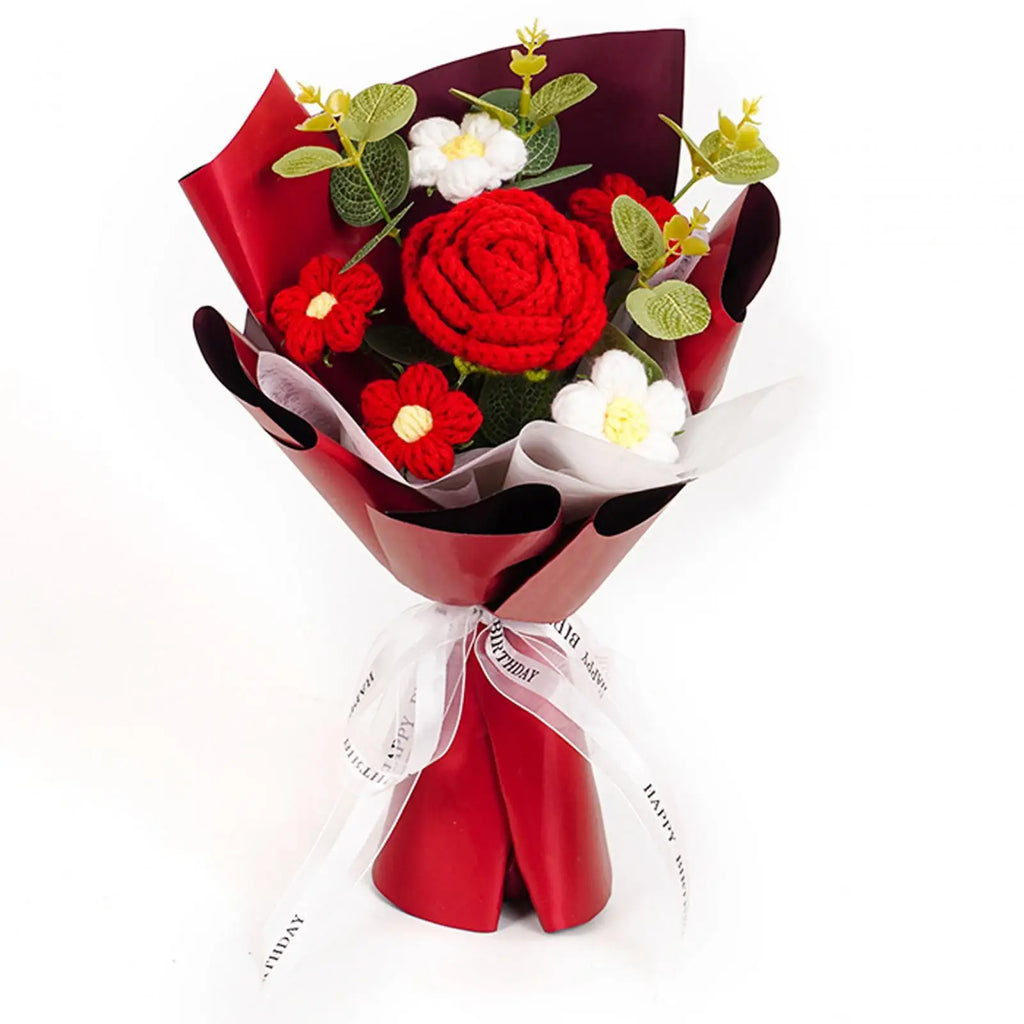 Handmade Crochet Flower Bouquet – Knitted Floral Decor for Gift Giving