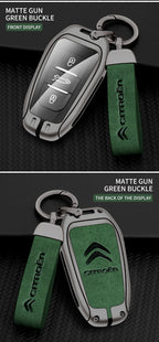 Zinc Alloy Leather Car Key Case – Protective Remote Cover for Citroen Models