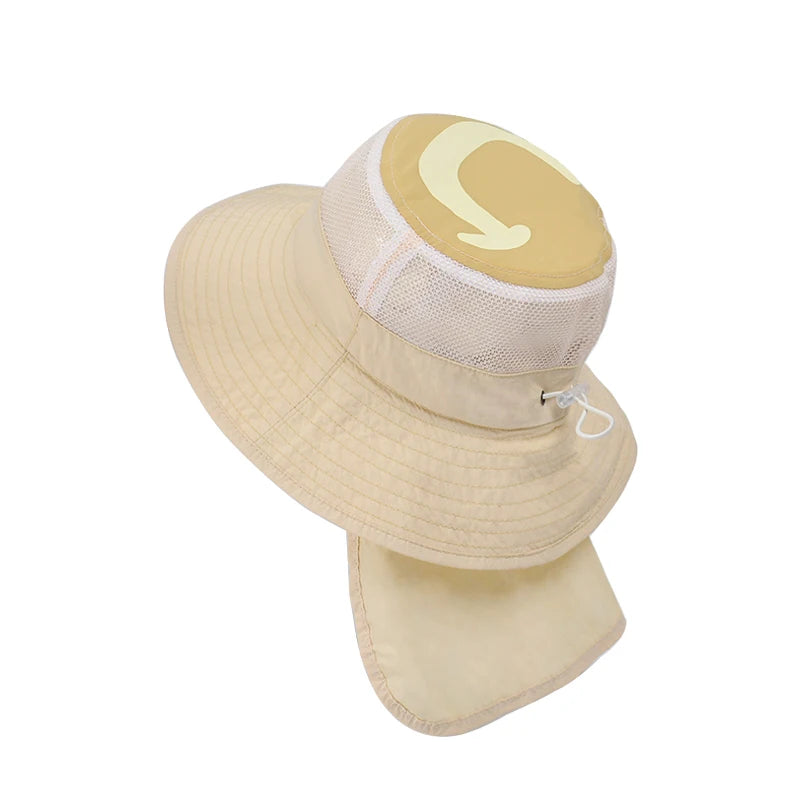 Kids Sunshade Fishing Hat – Breathable Wide Brim Shawl for Outdoor Summer
