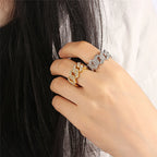 Iced Out Cuban Link Ring – Gold Plated CZ Band for Hip Hop Fashion