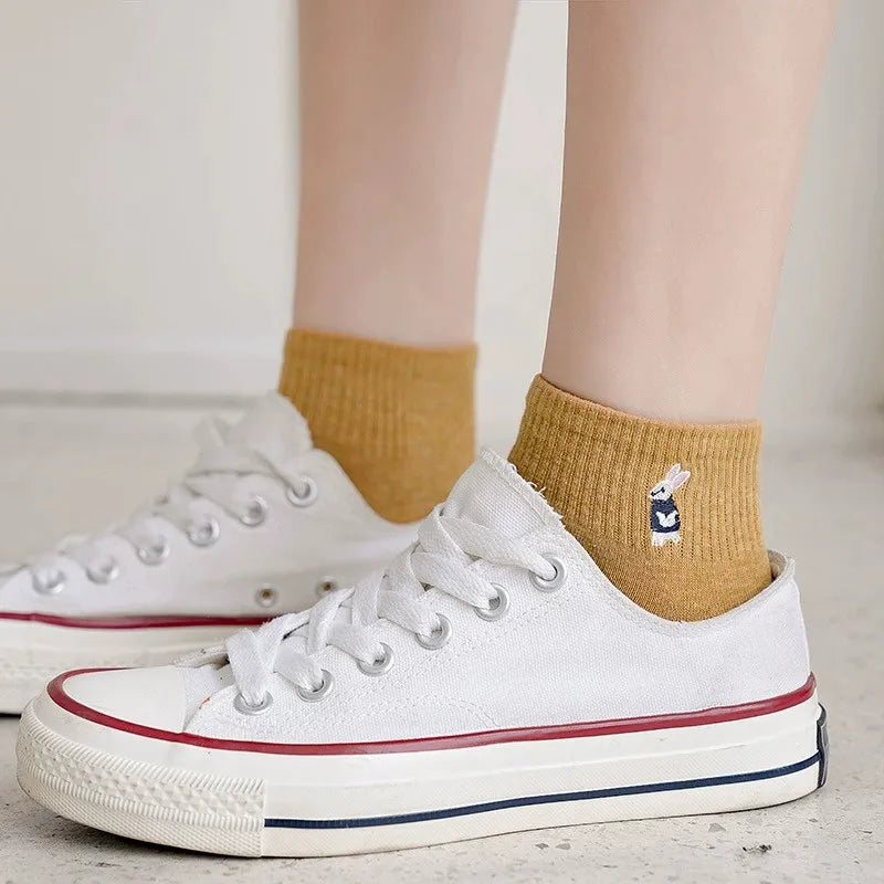 Embroidered Animal Cotton Socks – Soft Cartoon Crew Socks for Casual Daily Wear