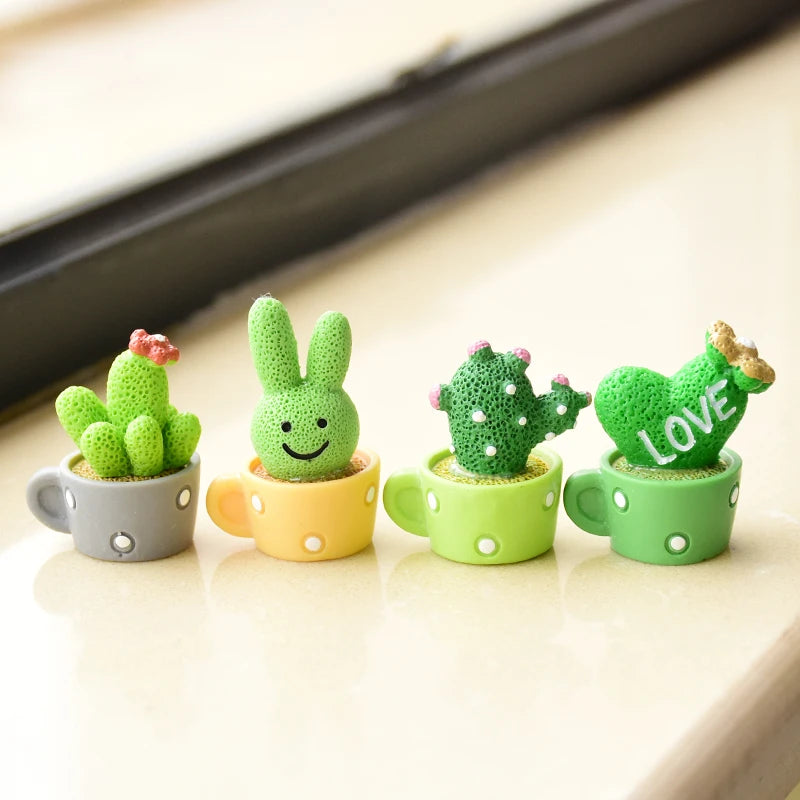 Mini Resin Succulent Cactus Pots – Decorative Plants for Home and Office