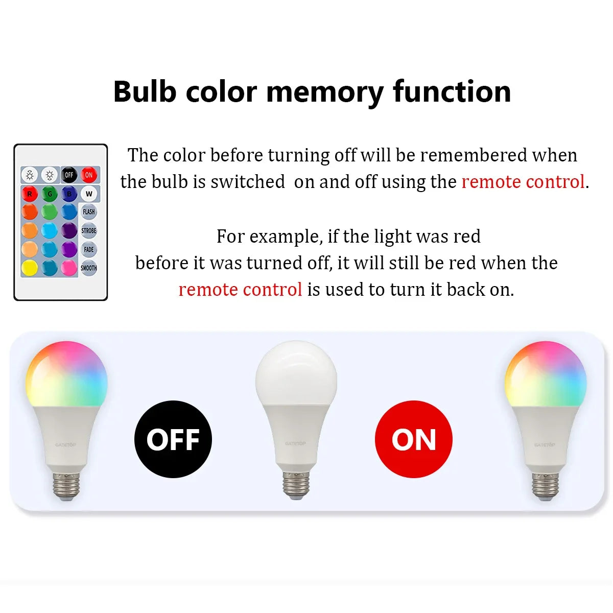 RGB LED Light Bulb – Dimmable 16 Color Remote for Home Bedroom Decor