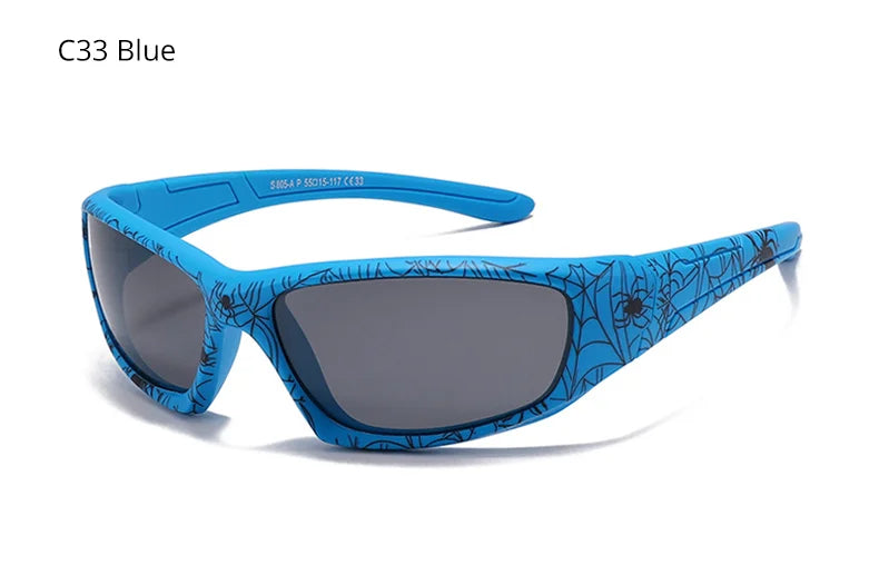 Polarized Spider Web Kids Sunglasses – UV400 Outdoor Sport Shades for 3-9y