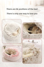 Semi-Enclosed Plush Pet Bed – Warm Winter Shell Nest for Cats and Small Dogs