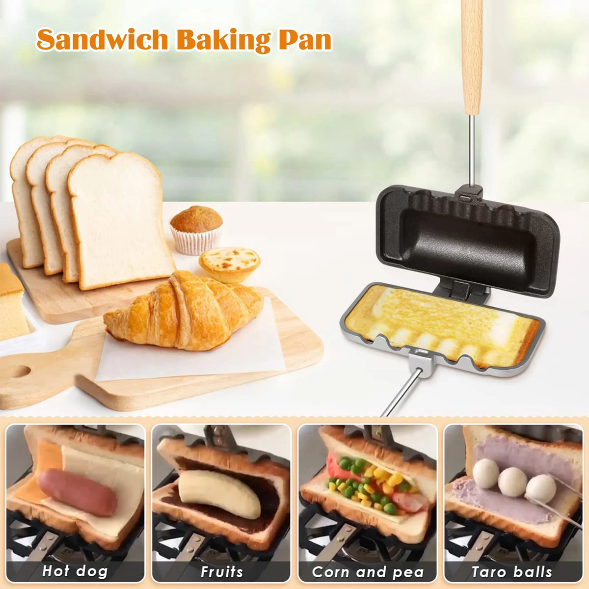 Non-Stick Double-Sided Sandwich Pan – Portable Toast Maker for Camping
