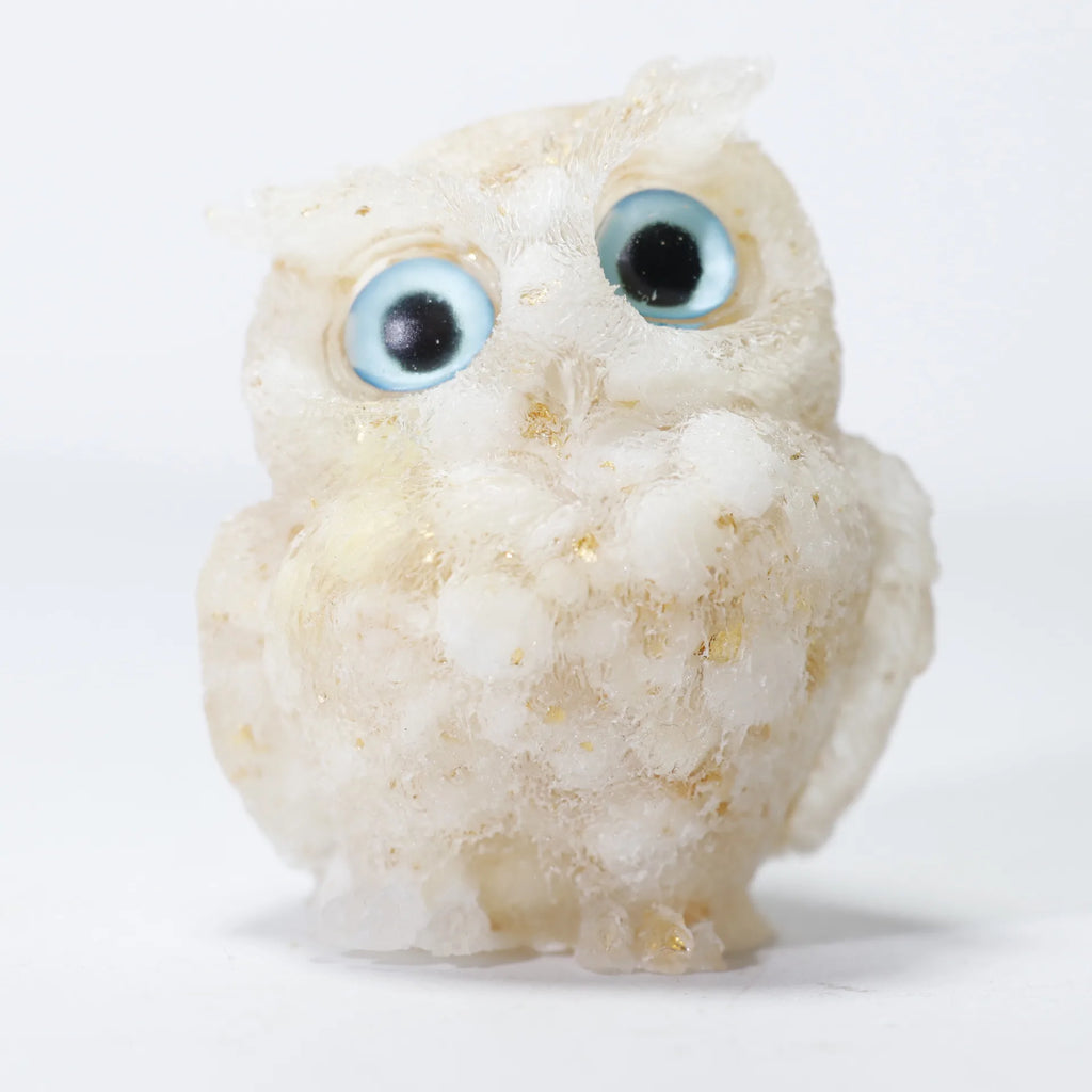 Crystal Owl Ornament – Natural Gemstone Figurine for Home Decor and Aquarium