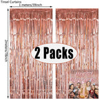 Metallic Foil Tinsel Fringe Curtains – Silver Backdrop for Party Decoration