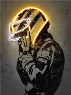 Ayrton Senna Racing Suit Wall Art – Abstract Neon Graffiti Canvas for Home Decor